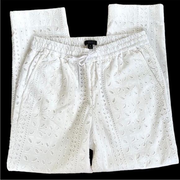 NWT J. Crew Pull-On Easy Pant White Eyelet - Picture 2 of 12